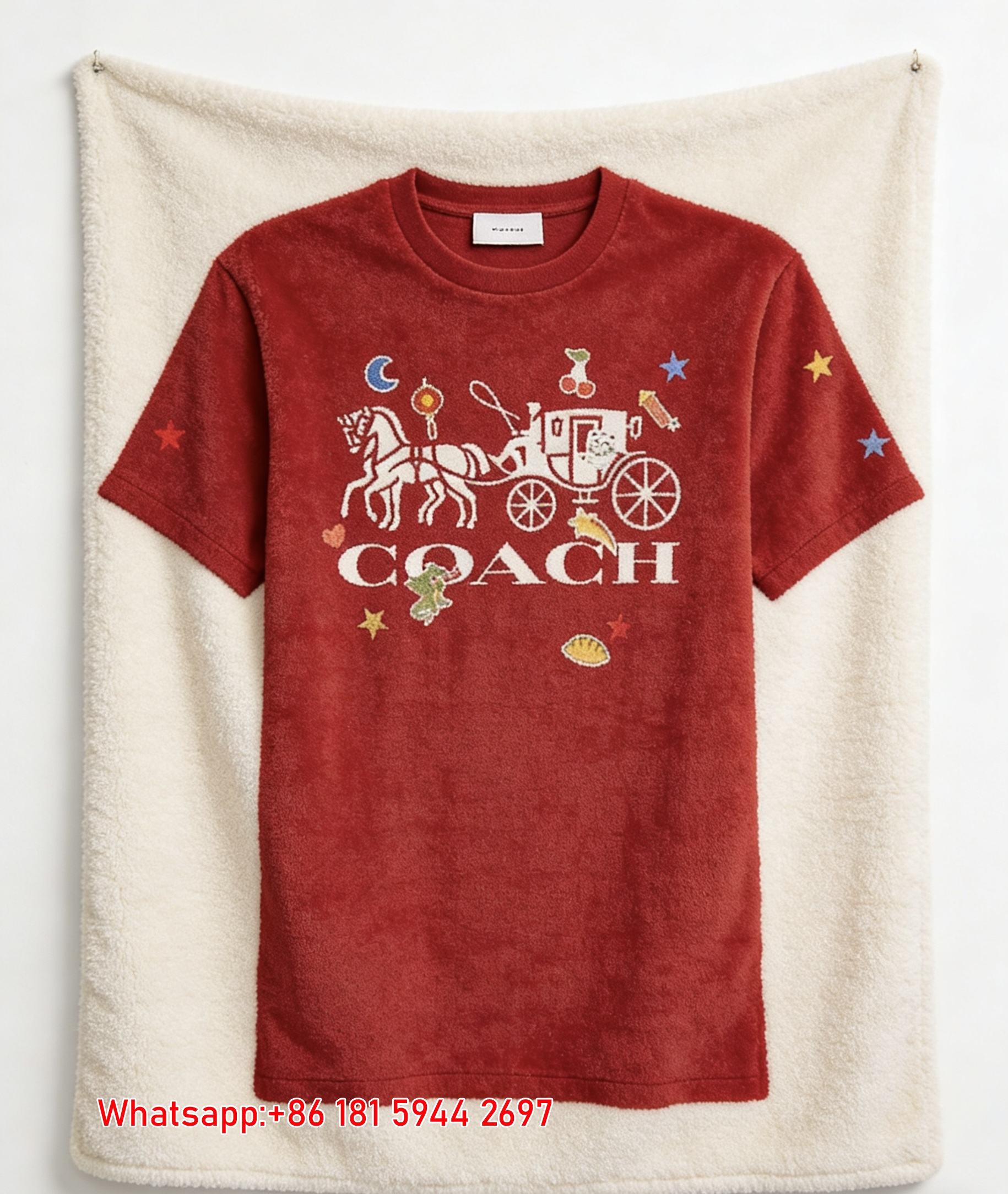 Coach Red Horse And Carriage Graphic Flannel Throw Blanket C324